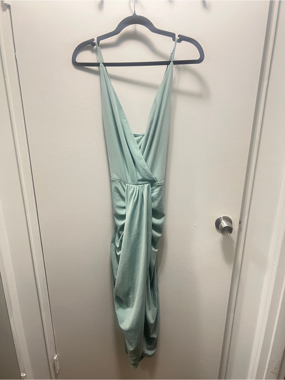 Mint Green Ruched Wrap Maxi Dress - Picture 1 of 14
